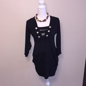 NEW AS U WISH Black/White Junior's Tunic w/Built in Cami Sz. L